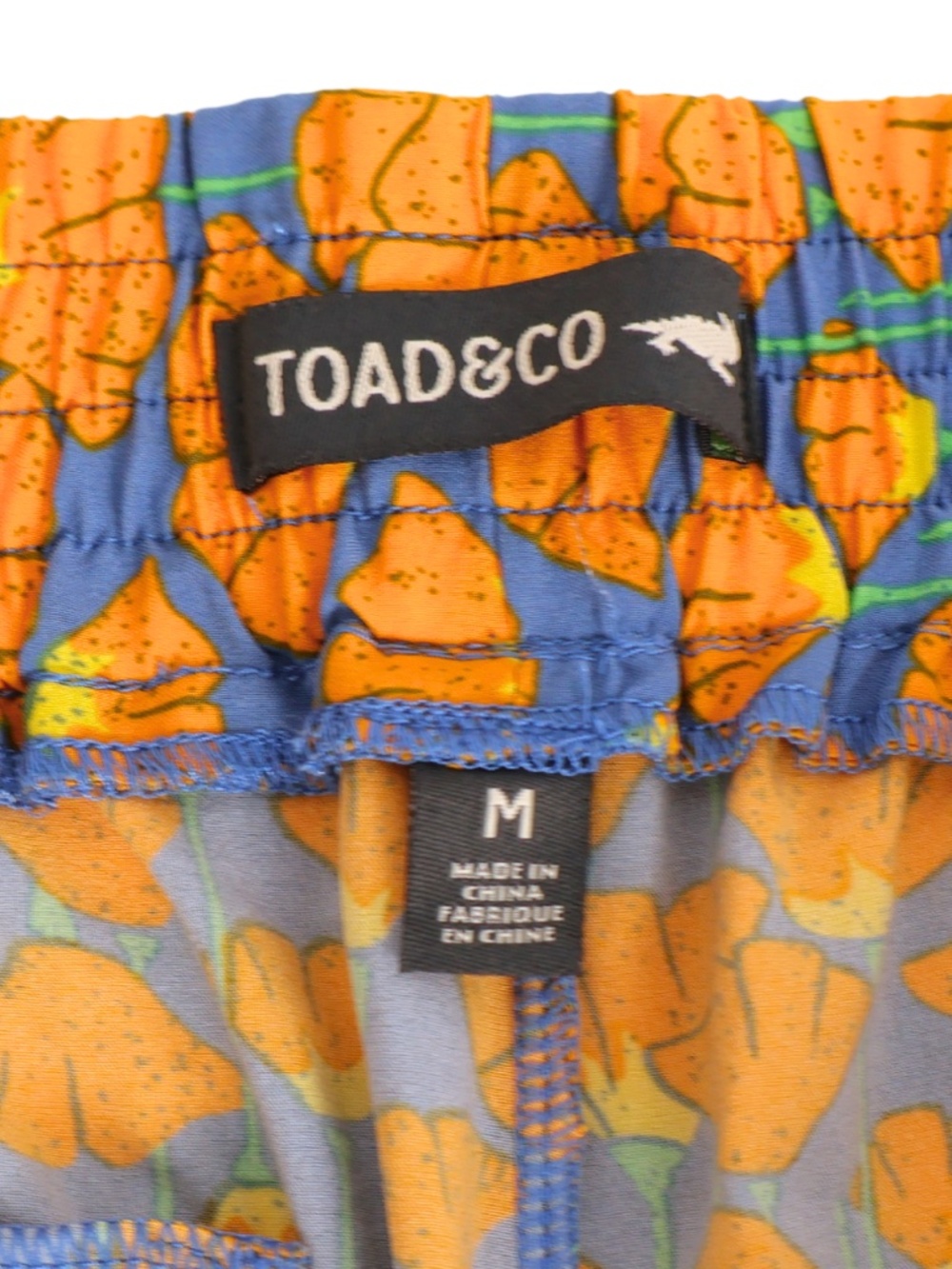 TOAD&CO Floral Athletic Shorts Medium Blue Orange Outdoor Hiking Running - Picture 6 of 9